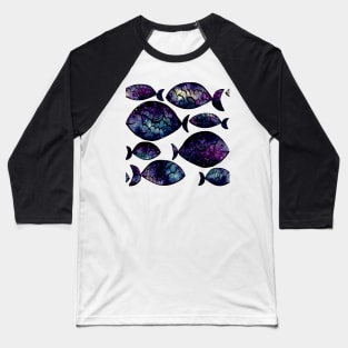 Watercolor Galaxy and Fish Baseball T-Shirt